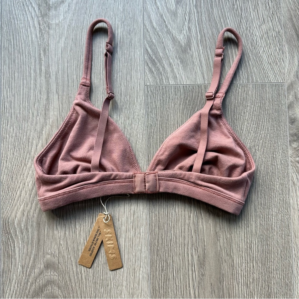 🆕 SKIMS Rose Clay Cotton Stretch Jersey Triangle Bralette - Picture 3 of 7